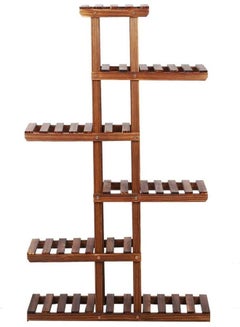 Buy Wooden Plant Pots Shelf Stand Brown in UAE