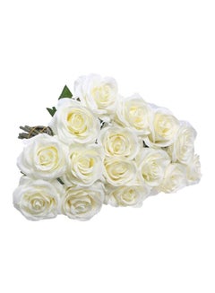 Buy Artificial Rose Flower White/Green 45centimeter in UAE
