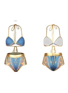 Buy 2-Piece Printed Strap Swimsuit Set Multicolour in UAE