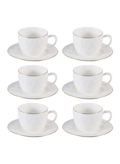 Buy 12-Piece Cup And Saucer Set White 120ml in Saudi Arabia