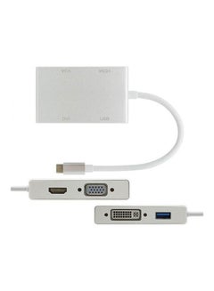 Buy Type C USB To VGA, DVI & HDMI USB 4 In 1 Adapter White in Egypt