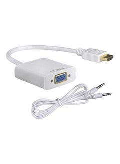 Buy 1080P HDMI Male To VGA Female Video Converter Adapter Cable With Audio For Pc Dvd Hdtv White in Saudi Arabia