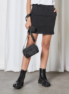 Buy Mini Skirt Black Denim in Saudi Arabia