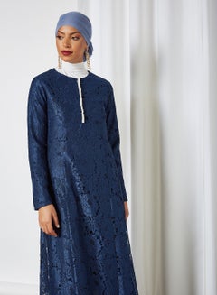 Buy Lace Abaya Dress Blue in Saudi Arabia