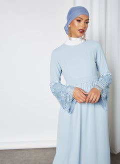 Buy Lace Detailed Abaya Dress Blue in Saudi Arabia