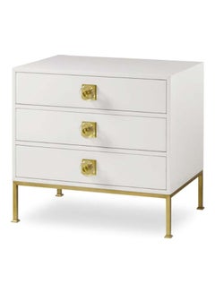 Buy Bedroom Makeup Vanity Luxurious - Chest - White/Gold Eleanor Collection - 3 Drawer Dresser For Hairstyle White 80x75x56cm in Saudi Arabia