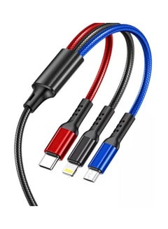 Buy 3 in 1 Multi Charging Cable For Type C, iPhone And Micro USB Red/Blue/Black in UAE