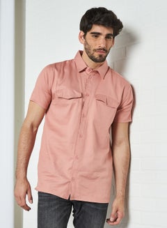 Buy Basic Short Sleeve Shirt Pink in Saudi Arabia
