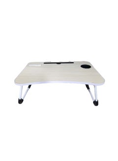 Buy Multi-Purpose Foldable Laptop Table With 4 USB Ports Tablet Slot and Cup Holder Beige in Egypt