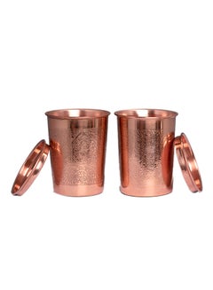 Buy Pack Of 2 Copper Glass Set Rose Gold 950ml in UAE