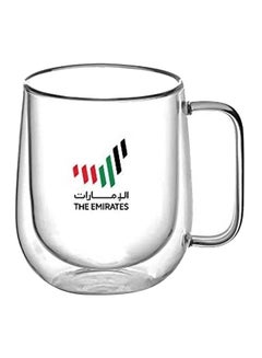 Buy Double Layer Glass Tumbler Cup With UAE Logo Clear 300ml in UAE