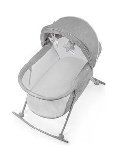 Buy Baby Crib 3 In 1 Lovi, Cradle, Travel Cot, Rocker, Easy Folding And Unfolding, Adjustable Canopy, With Accessories, Mattress Cover, Included Toys, Transport Bag, For Newborn, 0-9 Kg, Gray in UAE