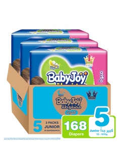 Buy Baby Pants Diapers, Size 5, 12 - 18 Kg, 168 Count (56 x 3) - Junior in UAE