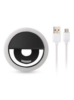 Buy Portable LED Rechargeable Selfie Ring Light Black/White in Saudi Arabia