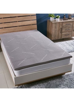 Buy Innate Charcoal Infused Memory Foam Twin Mattress Topper Polyester Grey 200x120cm in UAE