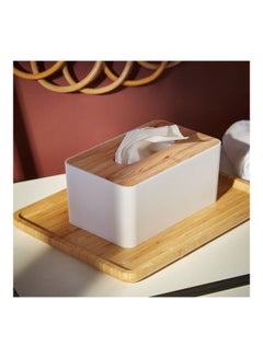 اشتري HBSO Wooden Finish Tissue Box Brown 9.5 x 11.5 x 21cm في الامارات