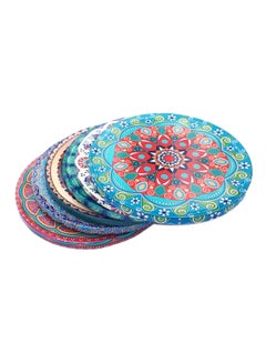 Buy 6-Piece Ottoman Motifs Ceramic Coaster Set Multicolour 9cm in UAE