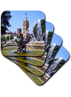 3dRose cst_47350_2 Kansas City Jc Nichols Fountain-Soft Coasters Set of 8 