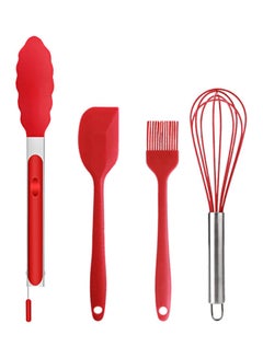 Buy 4-Piece Silicone Cooking Ware Set Red 28 x 3 x 10cm in Saudi Arabia