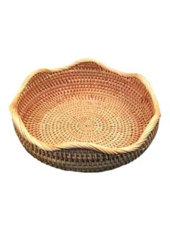 Buy Rattan Wave Style Woven Storage Basket Brown 26 x 9cm in UAE