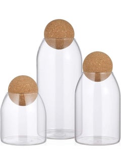 اشتري برطمانات زجاجية صغيرة لتخزين الطعام بغطاء كروي من الخشب من 3 قطع شفاف 23.5 x 9.5سم في الامارات