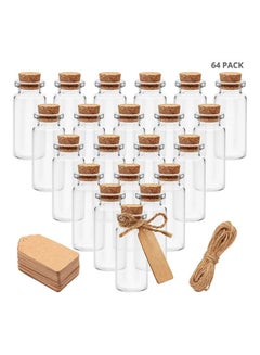 Buy 64-Piece Cork Stopper Glass Bottles Clear 10ml in UAE