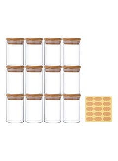 Buy 12-Piece Food Storage Glass Jars with Bamboo Airtight Lids Clear 150ml in Saudi Arabia