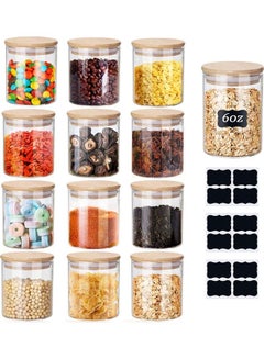 Buy 12-Piece Spices Storage Mini Glass Jars Clear 150ml in UAE