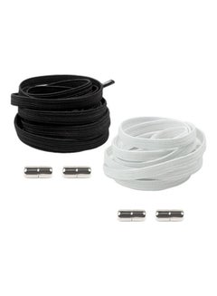 Buy 2 Pairs No Tie Shoe Laces White/Black in Saudi Arabia