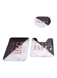 Buy 3-Piece Ditan Dream Big Printed Bathroom Mats Set White/Black/Beige One Size in Saudi Arabia