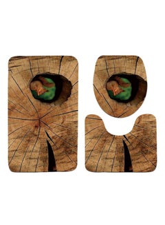 Buy 3-Piece Squirrel Printed Bathroom Mats Set Brown/Black/Green Rectangular Mat (75x45), U Shaped Mat	(37.5x45), Toilet Cover (45x35)cm in Saudi Arabia