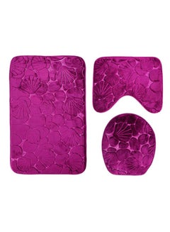 Buy 3-Piece Shells Printed Bathroom Mats Set Purple One Size in Saudi Arabia