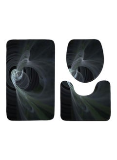 Buy 3-Piece Printed Bath Mat Set Black/White in Saudi Arabia