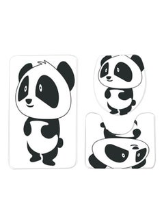 Buy 3-Piece Panda Printed Bath Mat Set Black/White in Saudi Arabia