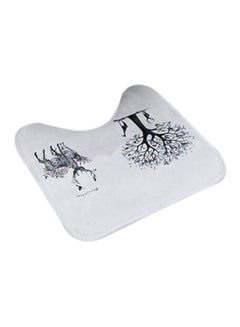 Buy Tree Printed U-Shaped Foot Mat White/Black in Saudi Arabia