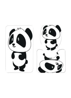 Buy 3-Piece Panda Printed Bath Mat Set Black/White in UAE