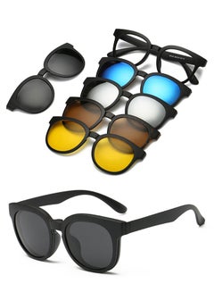 Buy UV  Protection 1 Frame Eyeglasses + 5 Clip Lenses Sunglasses Polarized Magnetic 9010 in UAE