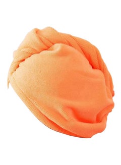 Buy 2-Piece Microfiber Hair Towel With Elastic Loop Orange in Egypt