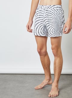 Buy Printed Swim Shorts Ecru in UAE