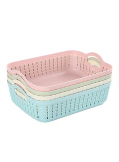 Buy 4-Piece Rectangular Plastic Storage Basket Set Multicolour 26.5x19.5x7cm in Saudi Arabia