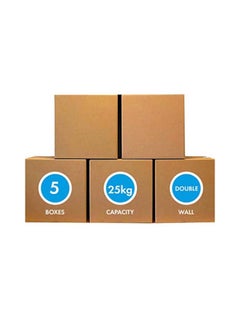 Buy Pack Of 5 Large Double Wall 100% Recyclable Corrugated Cardboard Moving Boxes Brown in UAE