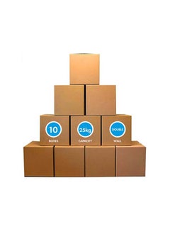 Buy Pack Of 10 Large Double Wall 100% Recyclable Corrugated Cardboard Moving Boxes Brown in UAE