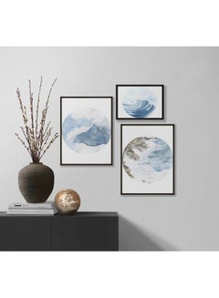 Buy 3-Piece Sea Themed Framed Painting Set White/Blue 67x67x2cm in Saudi Arabia