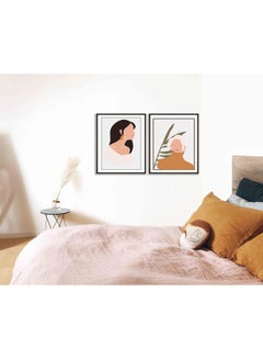 Buy 2-Piece Women Abstract Themed Framed Painting Set Multicolour 43x53cm in Saudi Arabia