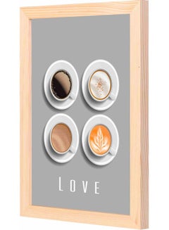 Buy Love Coffee Themed Painting With Frame Grey/White/Beige 23x33cm in Saudi Arabia