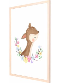 Buy Fawn Themed Painting With Frame White/Brown/Pink 53x73cm in Saudi Arabia