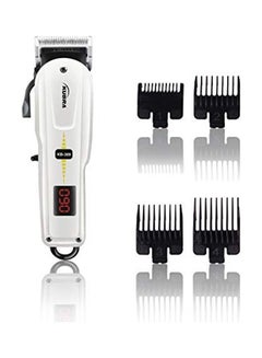 Buy Professional Cordless Rechargeable Hair and Beard Trimmer White/Black in UAE