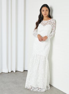 اشتري Bridal Josette Fishtail Dress أبيض في الامارات