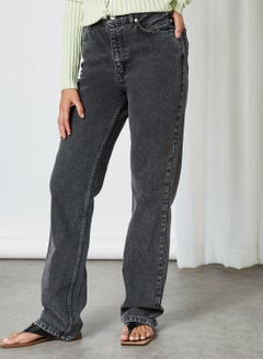 Buy Five Pockets High Rise Jeans Grey Denim in UAE