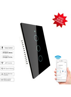 Buy Wi-Fi Smart Touch Switch- 3 Gang Black in UAE